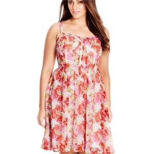 City Chic Floral Spot Dress Plus Size S/16